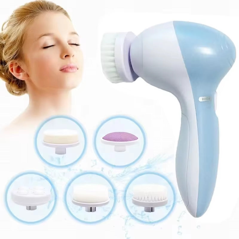 Electric 5 in 1 Electric Facial Cleaner Brush Wash